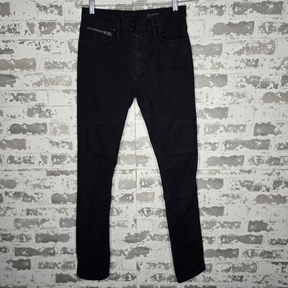 Allsaints Jeans Mens 28x31‎ Black Denim Button Fly Hoxley Wilkins Cigarette Slim
